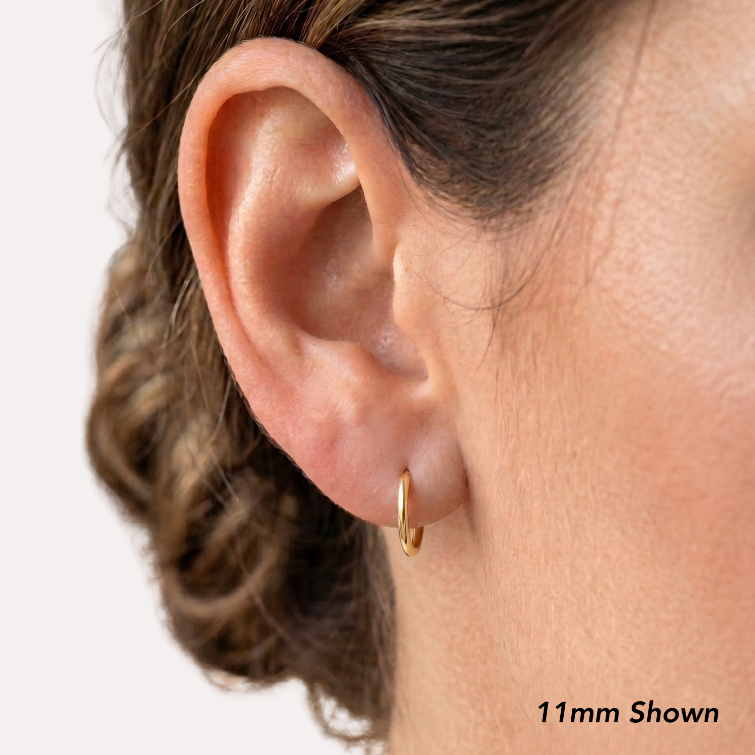14K Real Solid Yellow Gold Everyday Hoop Earrings 1.3mm Tube Endless Hoops