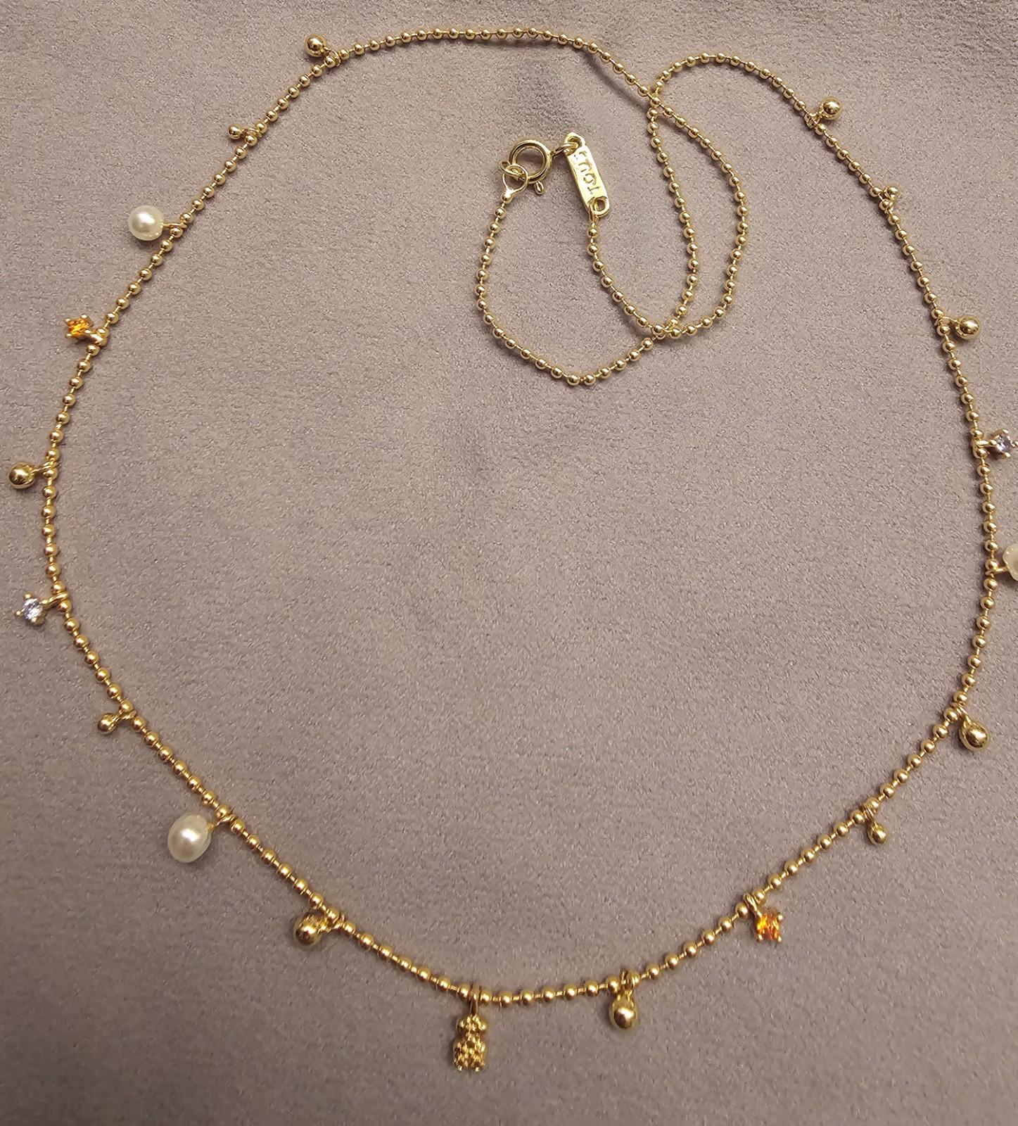 🧡💛TOUS NECKLACE CHARM GOLD PLATED PEARL, RINESTONE AND BEAR NECKLACE