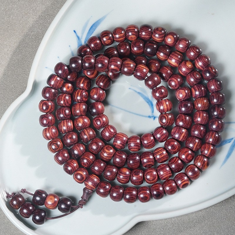Indian Huanghuali Bracelets Bead Strings Vintage Wood and Cylinder Beads