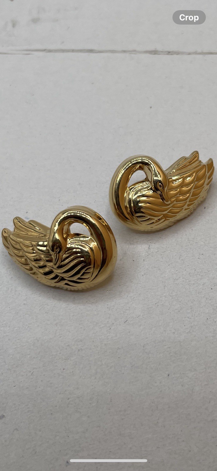 Vintage Gold Tone Swan Post Earrings Romantic Bird Costume Jewelry Pierced Earri