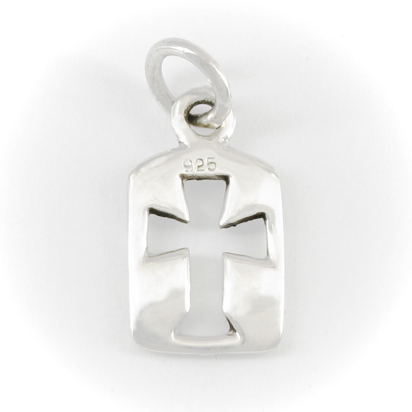 Small Open Dog Tag Style Cross Pendant – ‘925’ Sterling Silver – NEW!