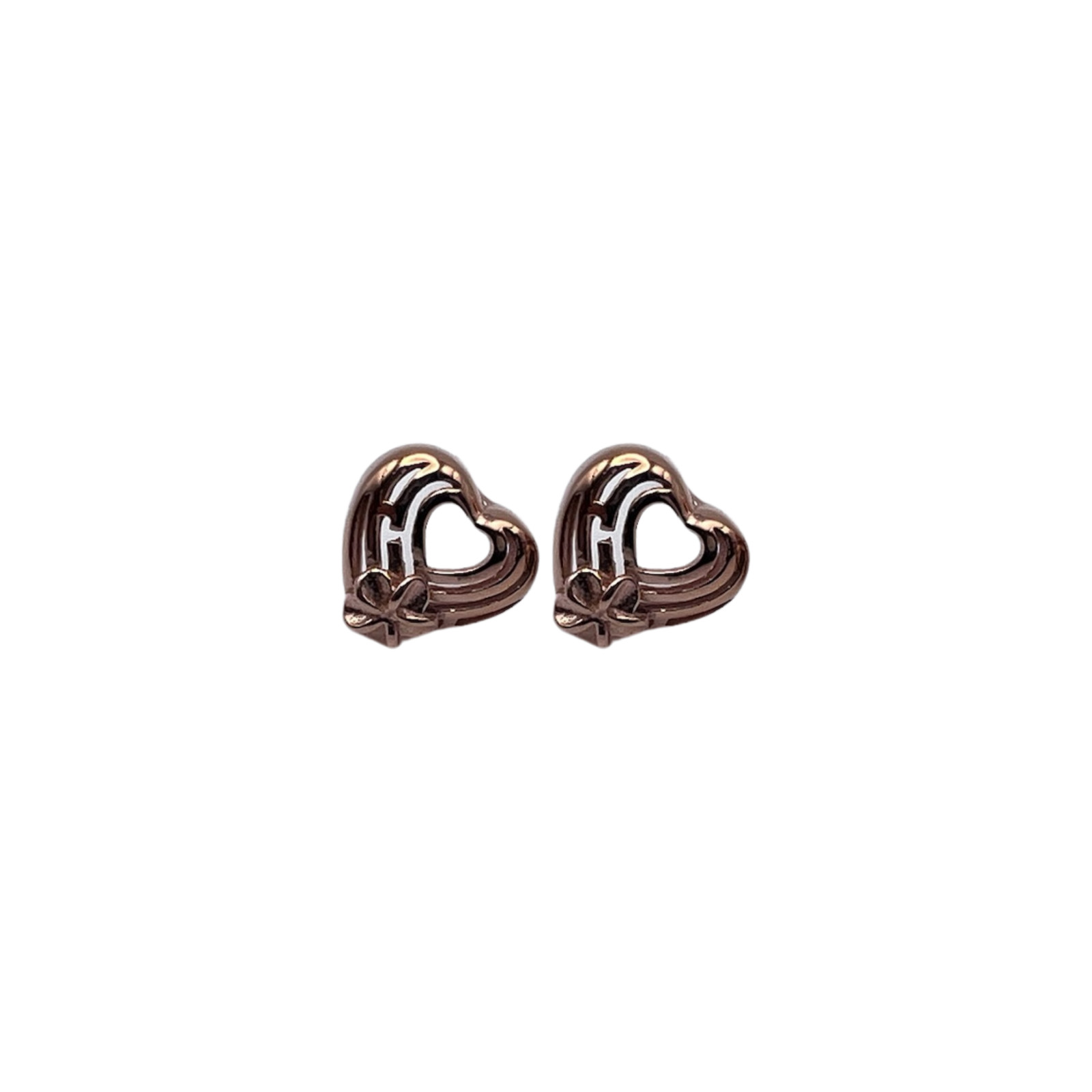Island Heart Stud Earrings 925 Sliver Rose Tone Flower Jewelry Free Shipping
