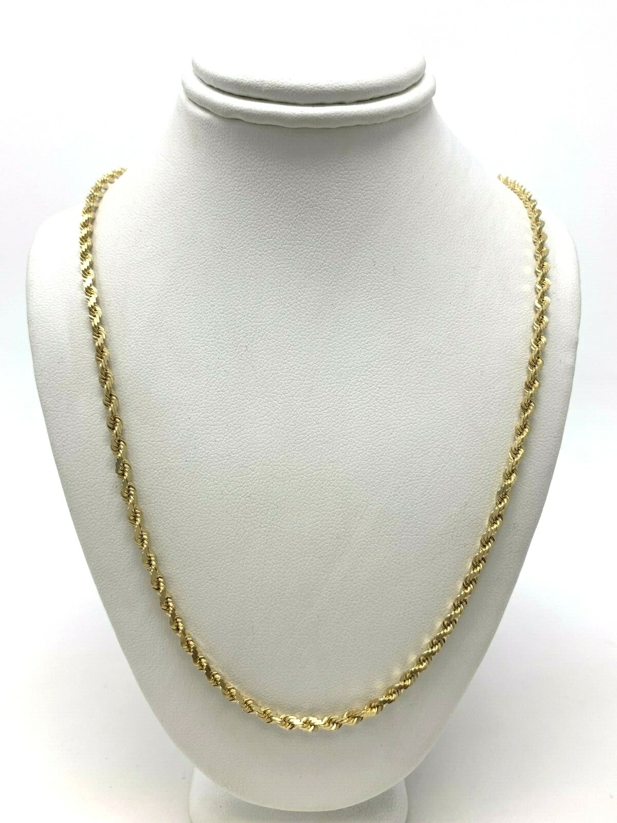 14k Yellow Gold Solid Diamond Cut Rope Chain Necklace 20″ 3mm 16.3 grams