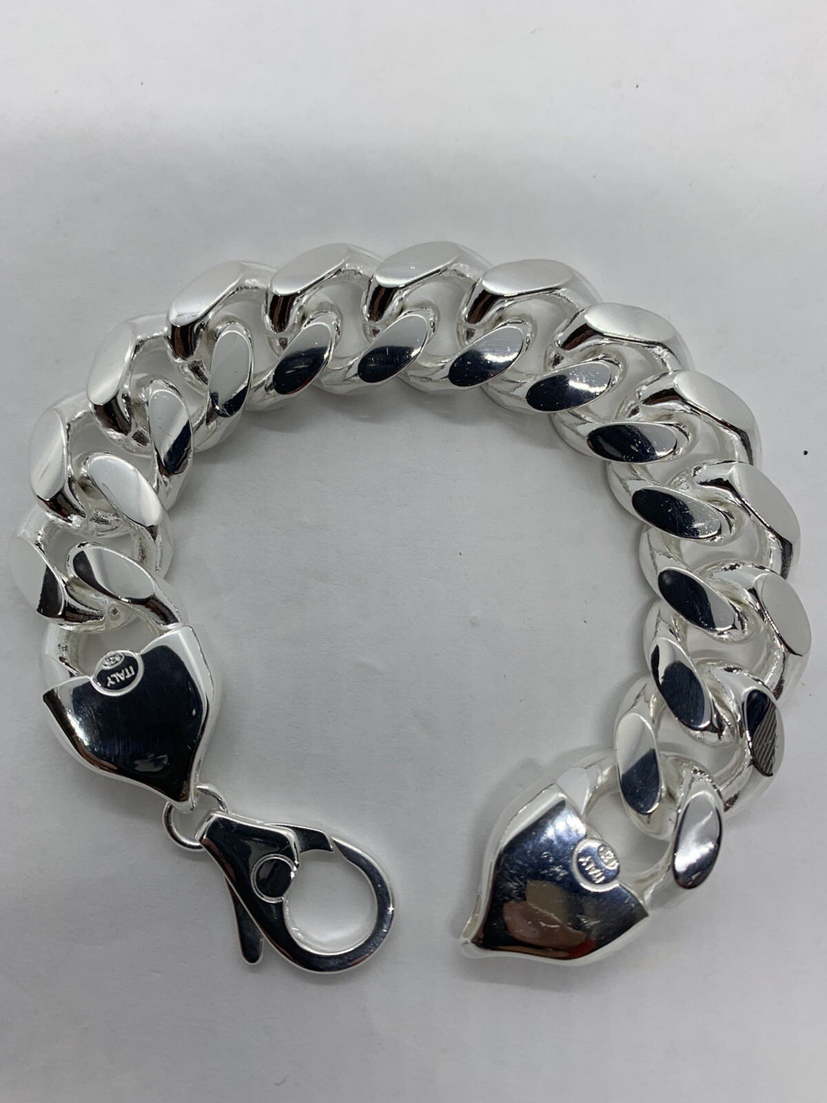 Hand Polished 18.2mm Solid 925 Silver Miami Cuban Link Men’s Bracelet 9″ Italy