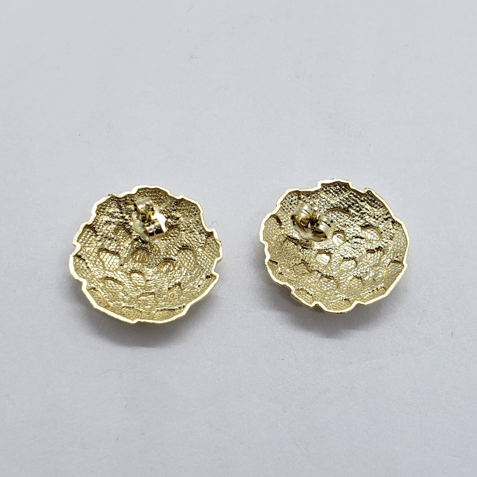 10K Gold Authentic Nugget Round Diamond Cut Stud Earrings for Men Women 4 Sizes