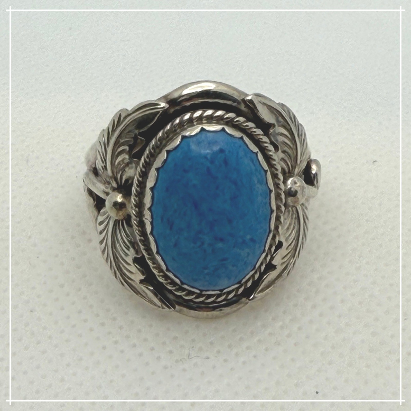 Richard Begay Navajo Sterling Silver Blue Stone Ring Size 13 13.99g