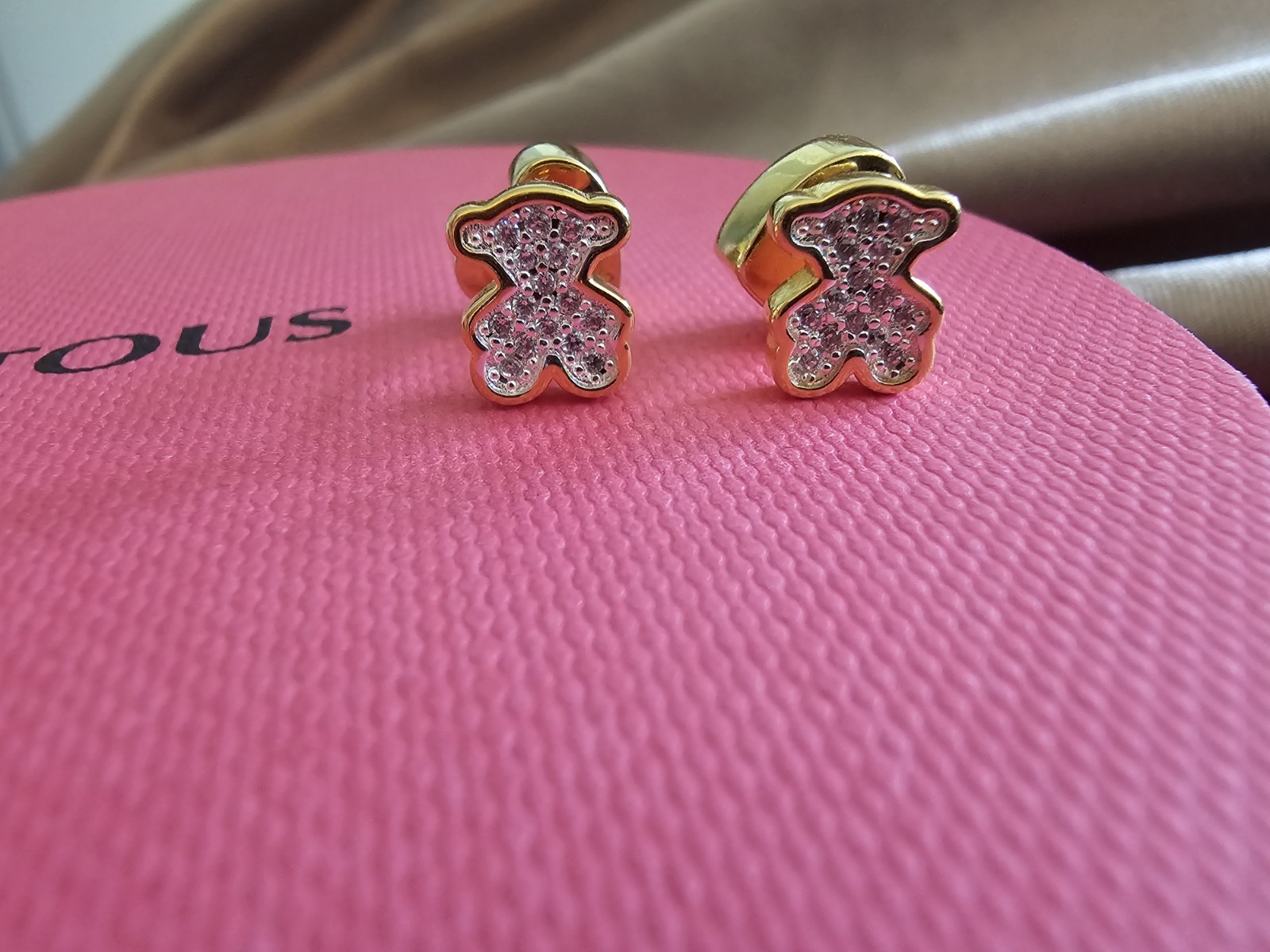 🧡💛💫Last One EARRINGS STUDS TOUS S925 VERMEIL RINESTONE BEAR