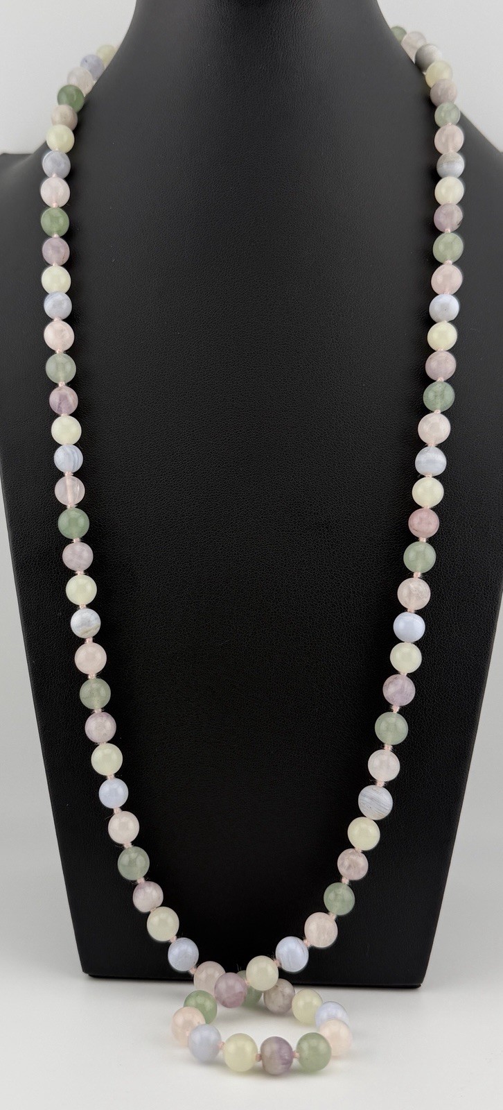 Pastel Multi-Gemstone 30” Endless Hand-Knotted Beaded Necklace