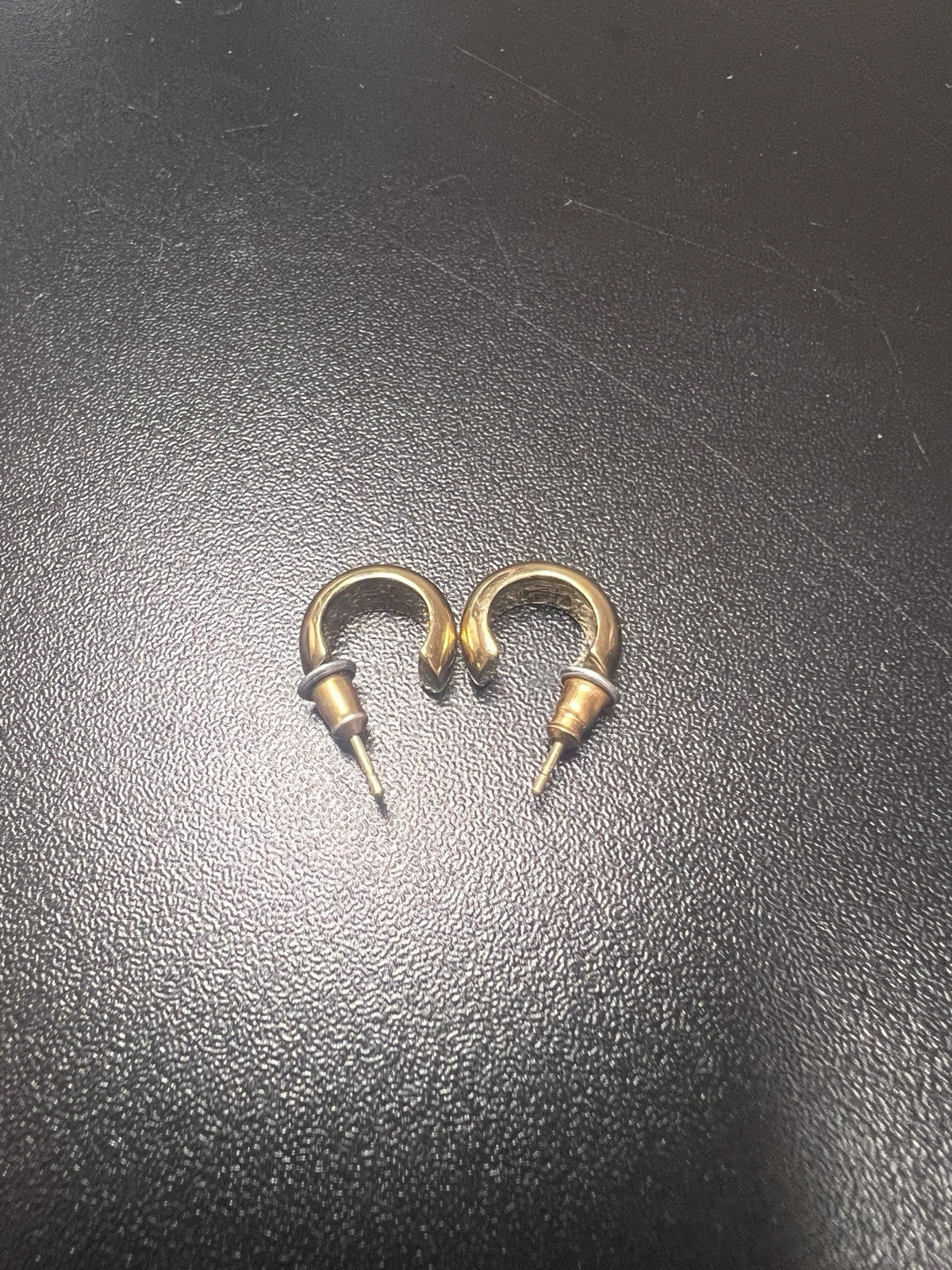 Ralph Lauren Solid 14K Gold Huggie Hoop Earrings Signed RL