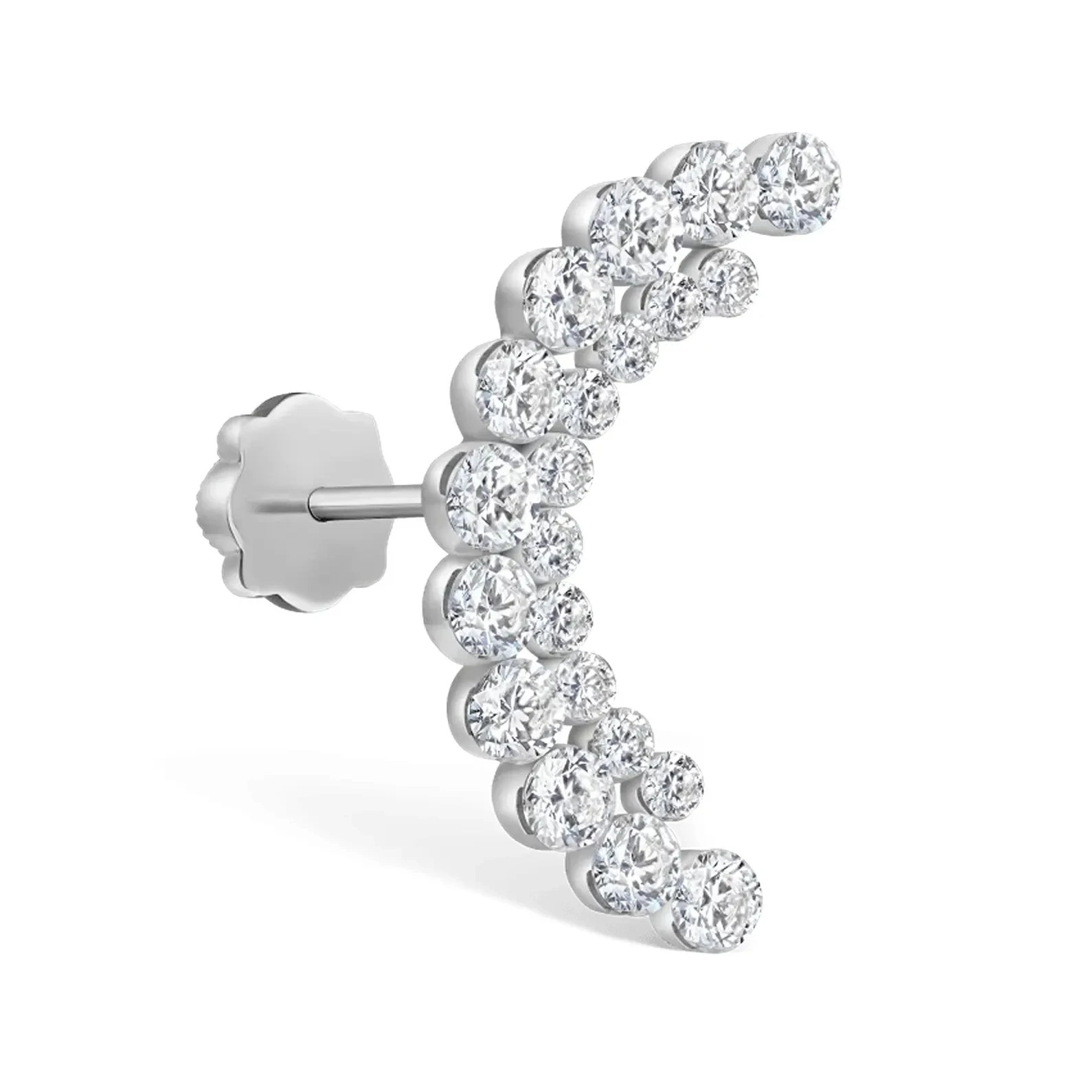 Crescent Moissanite Curve Helix Cartilage Stud 925 Sterling Silver