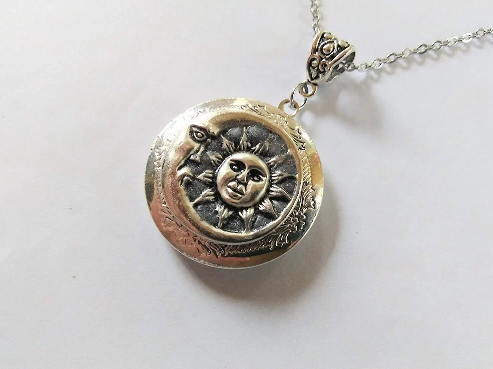 Sun and Moon Locket Necklace Great Gift Birthday Christmas