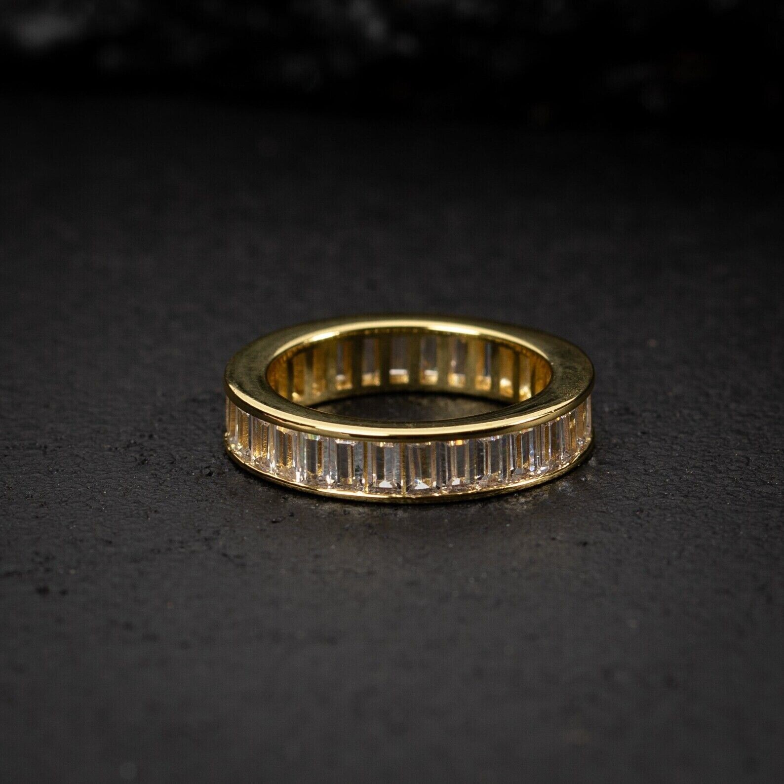 2.50 Ct Baguette Cut Simulated Diamond Eternity Band Ring 14k Yellow Gold Over