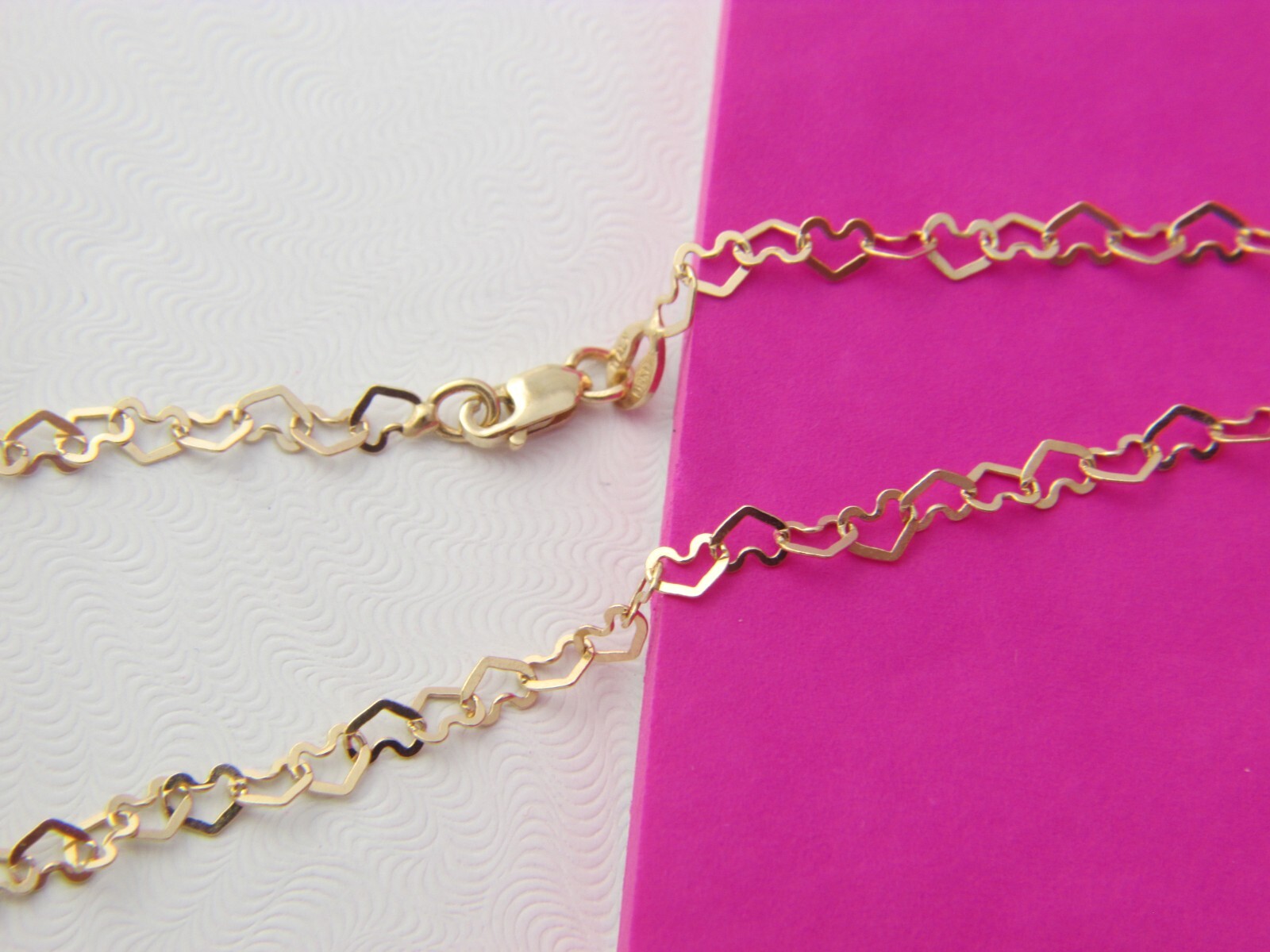 Solid 10K Yellow Gold 3mm Heart Chain Necklace Real 10kt gold Necklace