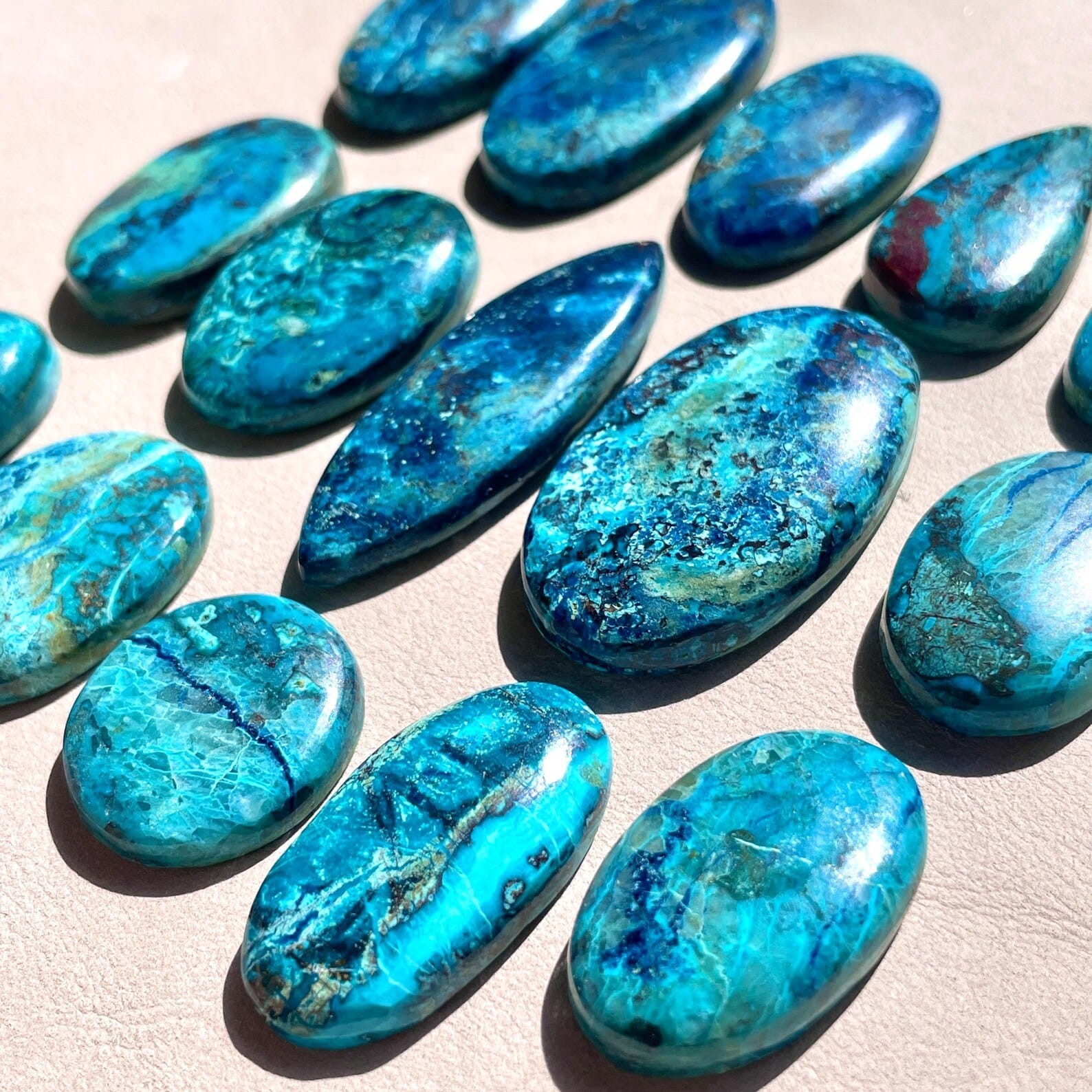 Natural Shattuckite & Cuprite Azurite Cabochon – Flat back Loose Gemstone Lot