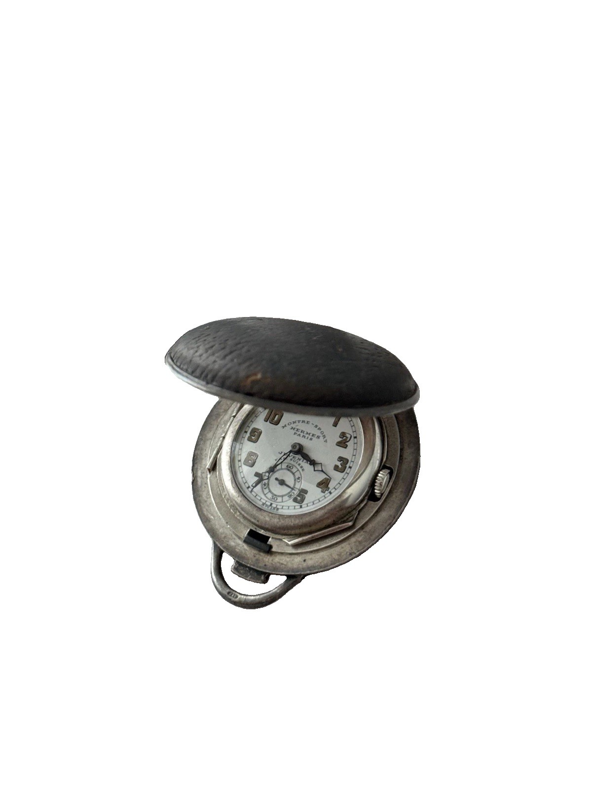 Rare 1920s Art Deco Silver Pocket Watch Hermès Paris Montre-Sport by Juvenia VGC