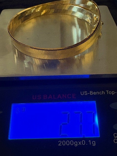 Solid 10k Italy Gold Herringbone Chain 9.58mm 20″ Necklace 27.7g Heavy Flat Link