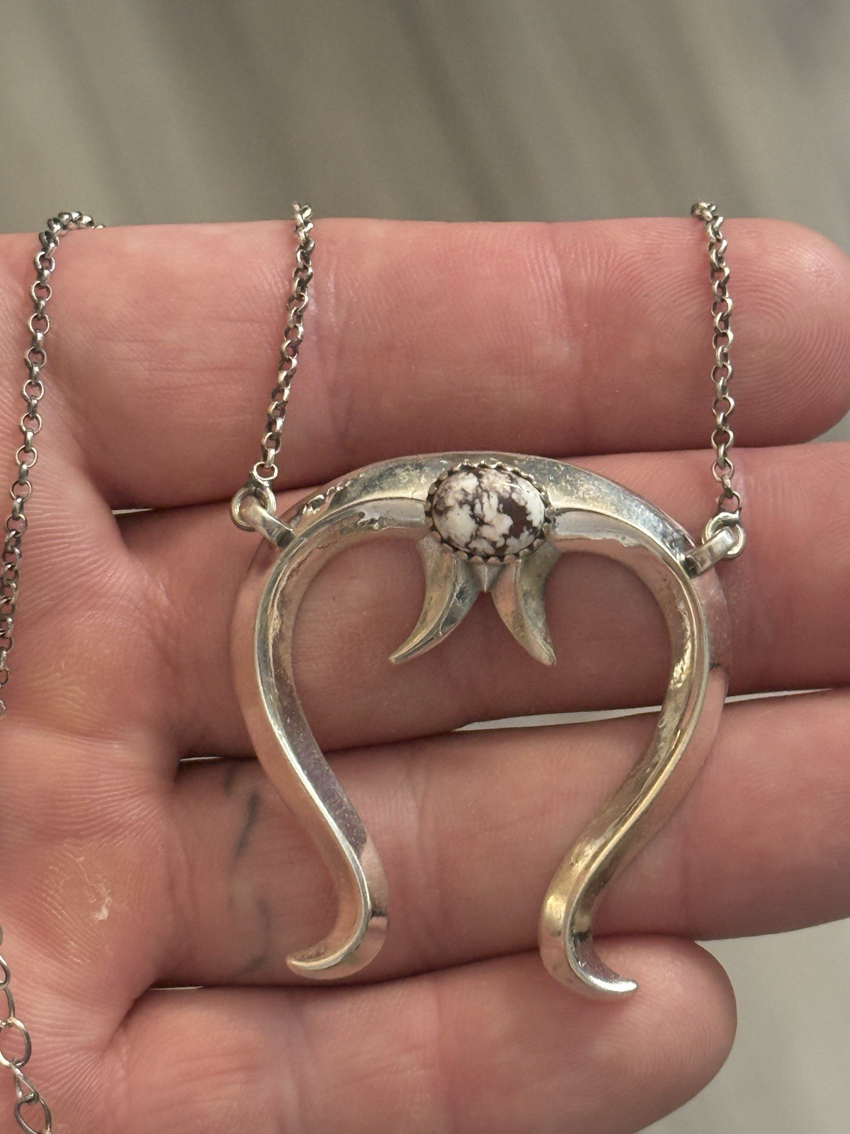 STERLING SILVER NATIVE AMERICAN SW WILD HORSE SOLID CAST NAJA NECKLACE ADJ .925