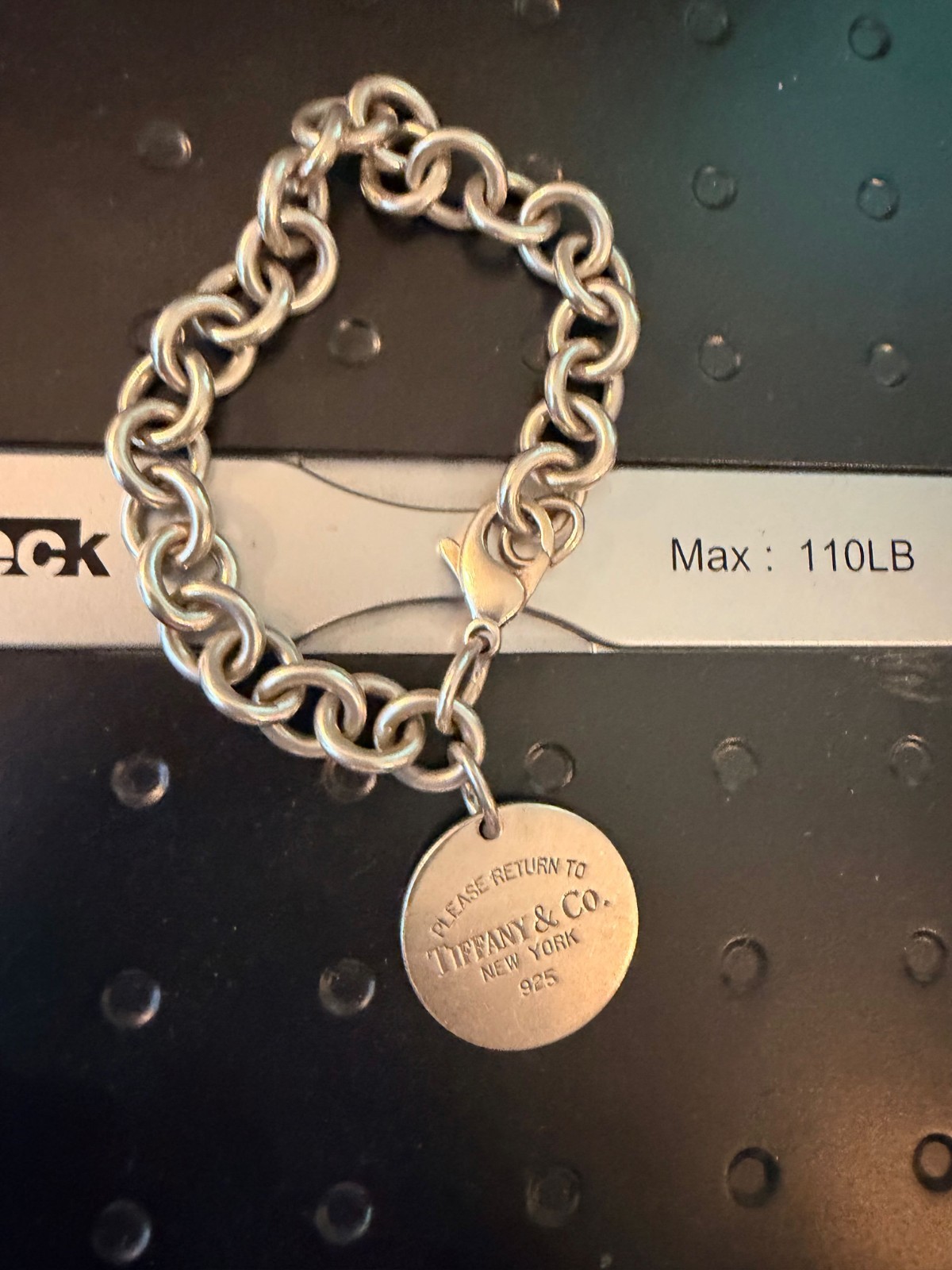 Tiffany & Co. Sterling Silver Round Link Charm Bracelet with “Please Return To”