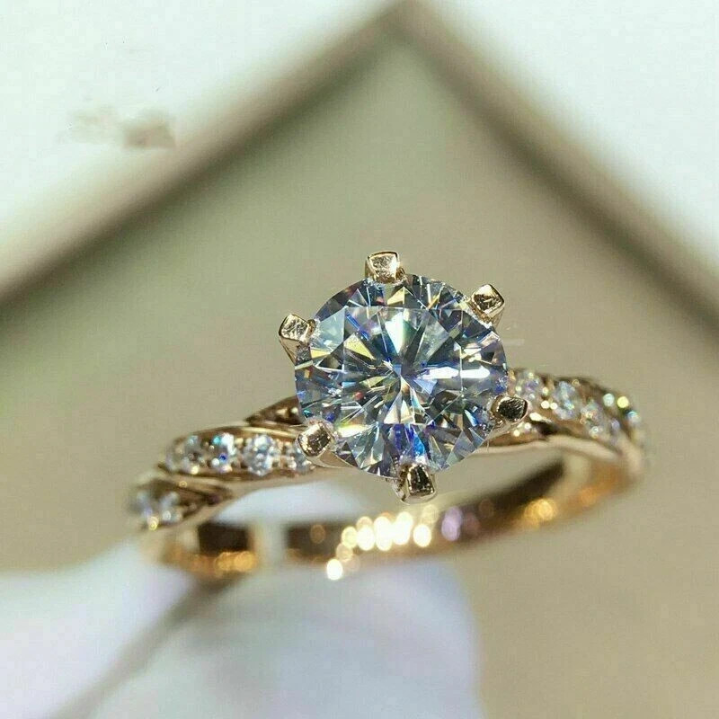 1.50Ct Round Cut Lab Created Diamond Engagement Ring In 14K Yellow Gold Plated