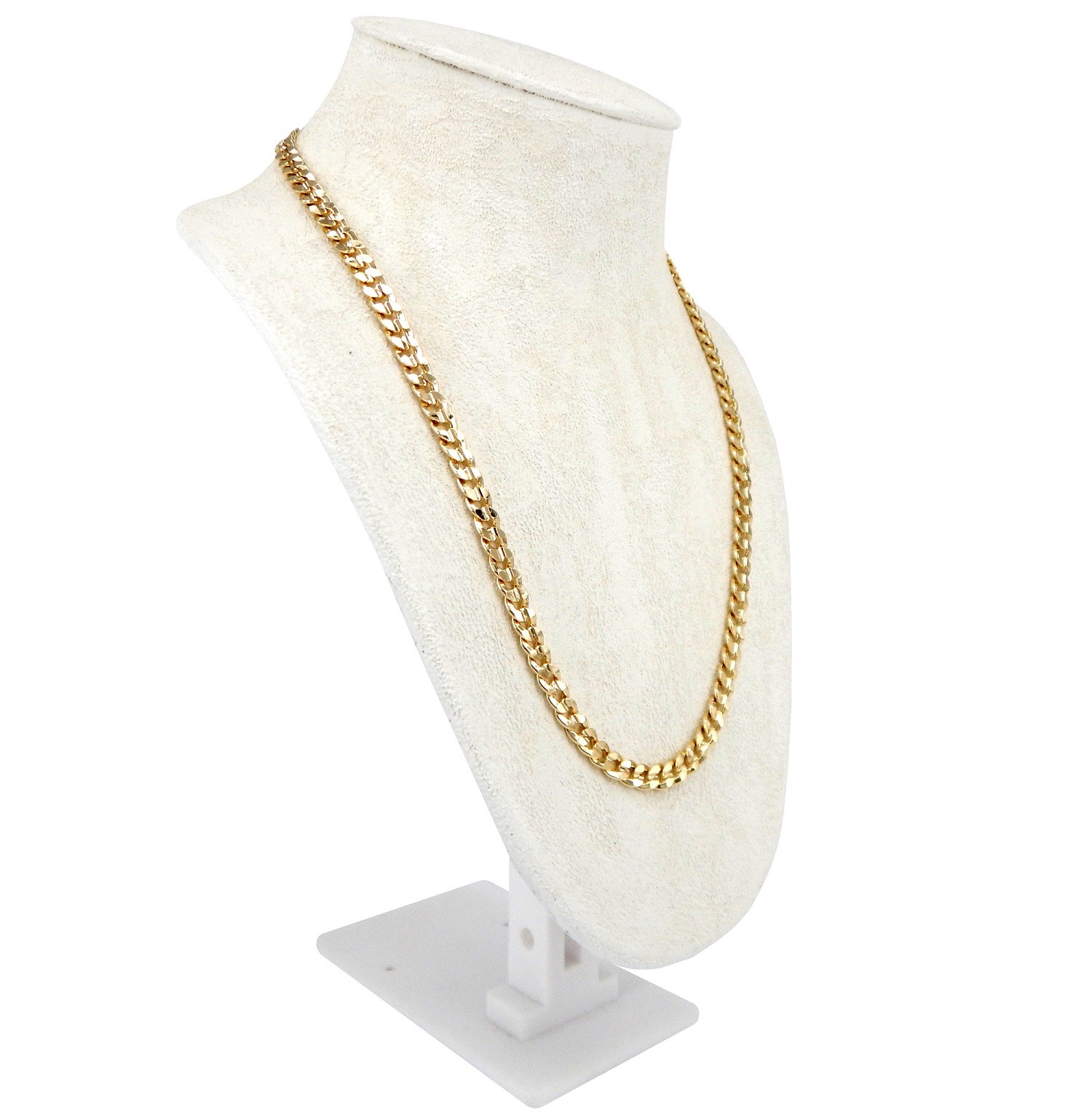 Men’s 8mm Concave Cuban link Chain 20″ 24″ 30″ inch Necklace 14k Gold Plated