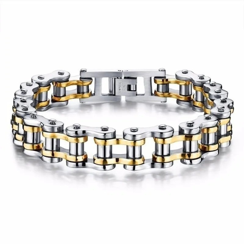 Stainless Steel 8.5 in Solid Motorcycle Bike Chain Design Bracelet Men’s Jewelry