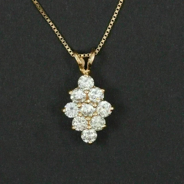 1Ct Round Cut White Moissanite Women’s Fancy Pendant 14k Yellow Gold Plated