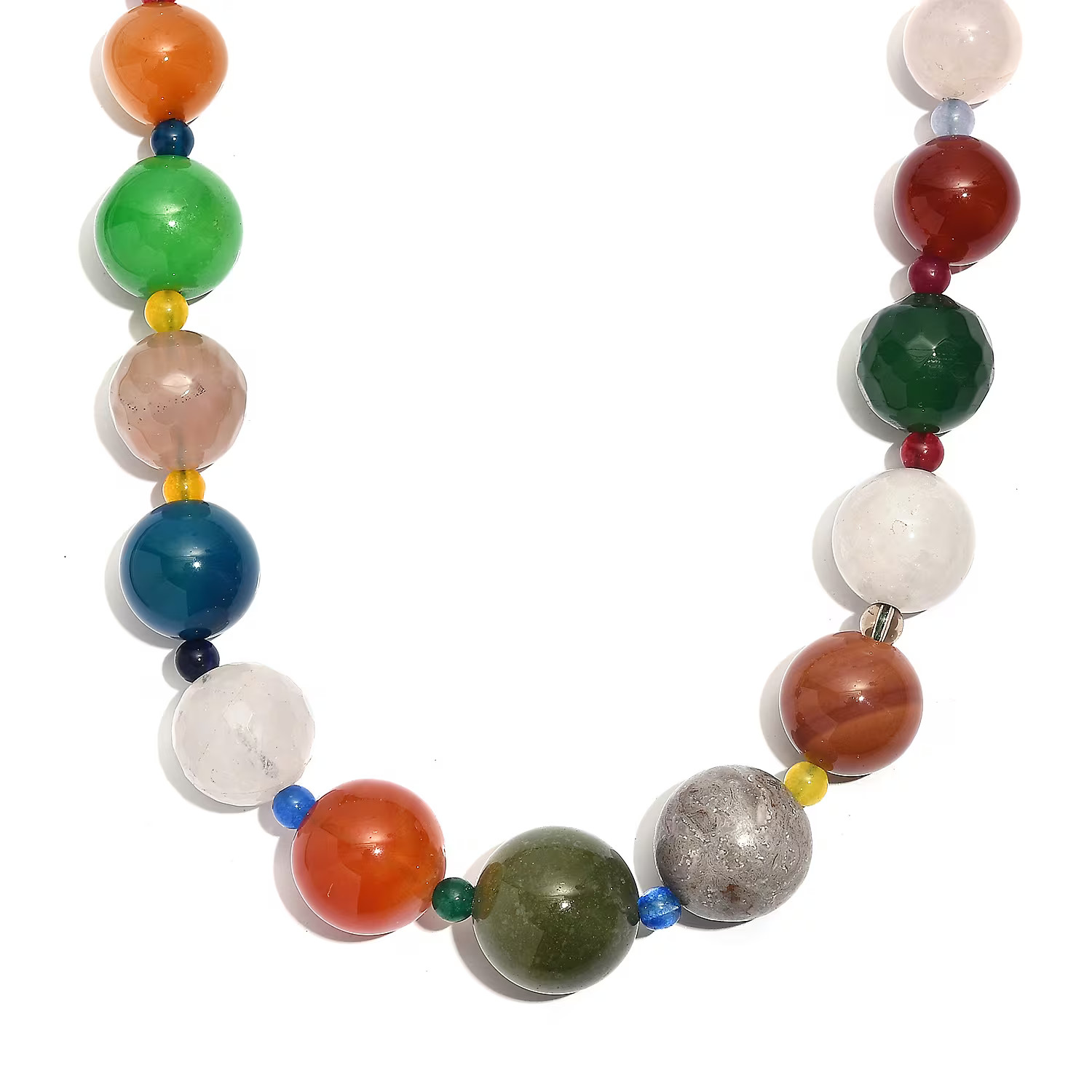 Multi Gemstone 400.00 ctw Beaded Necklace in Platinum Bond 18 Inches Christmas