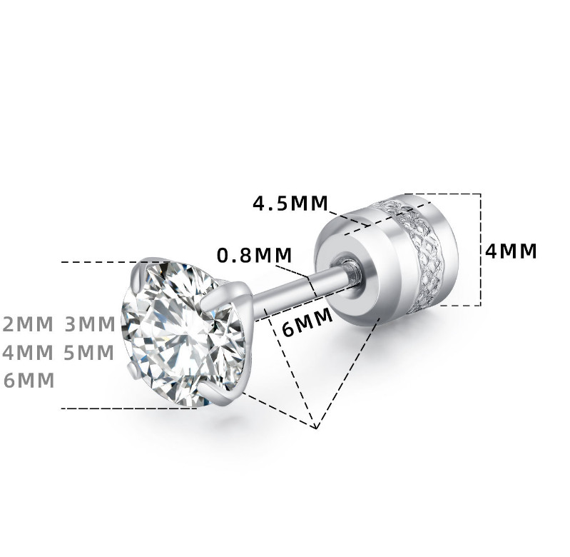 PAIR Prong Set CZ Stud Earrings with Gem Centered Screw Back Surgical Steel PE30