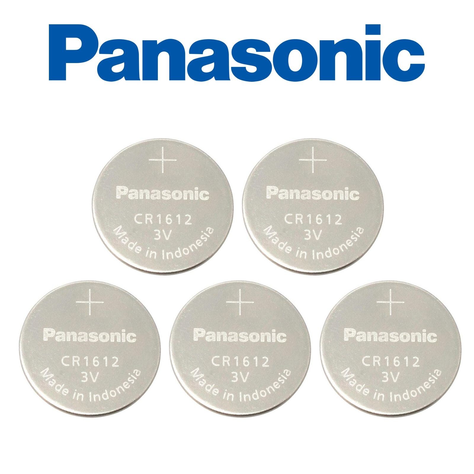 5 New Panasonic CR1612 3V Lithium Coin Cell Button Batteries