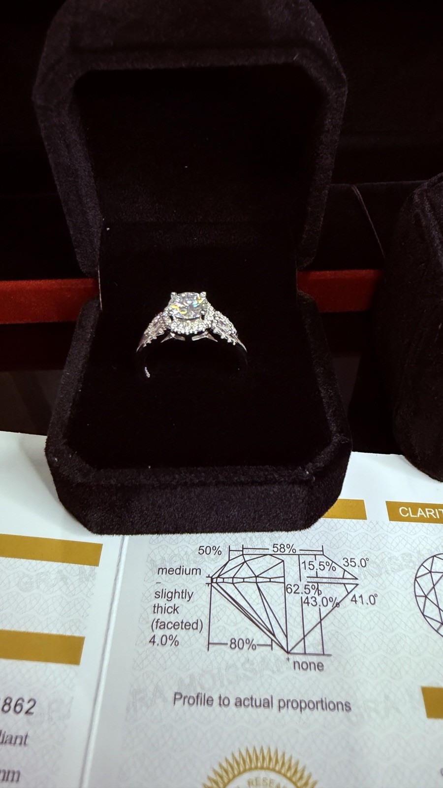 GRA Certified VVS1 925 Sterling Silver Moissanite Engagement Ring Size 8