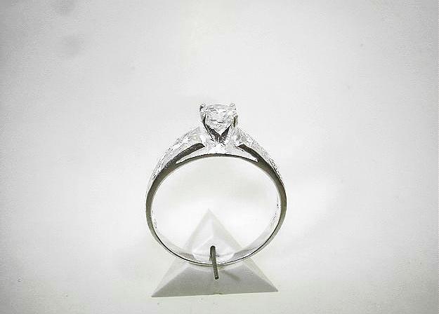 SOLID 925 SILVER ENGRAVED HAWAIIAN HERITAGE SCROLLS 0.75CTS CZ FRENCH MOUNT RING