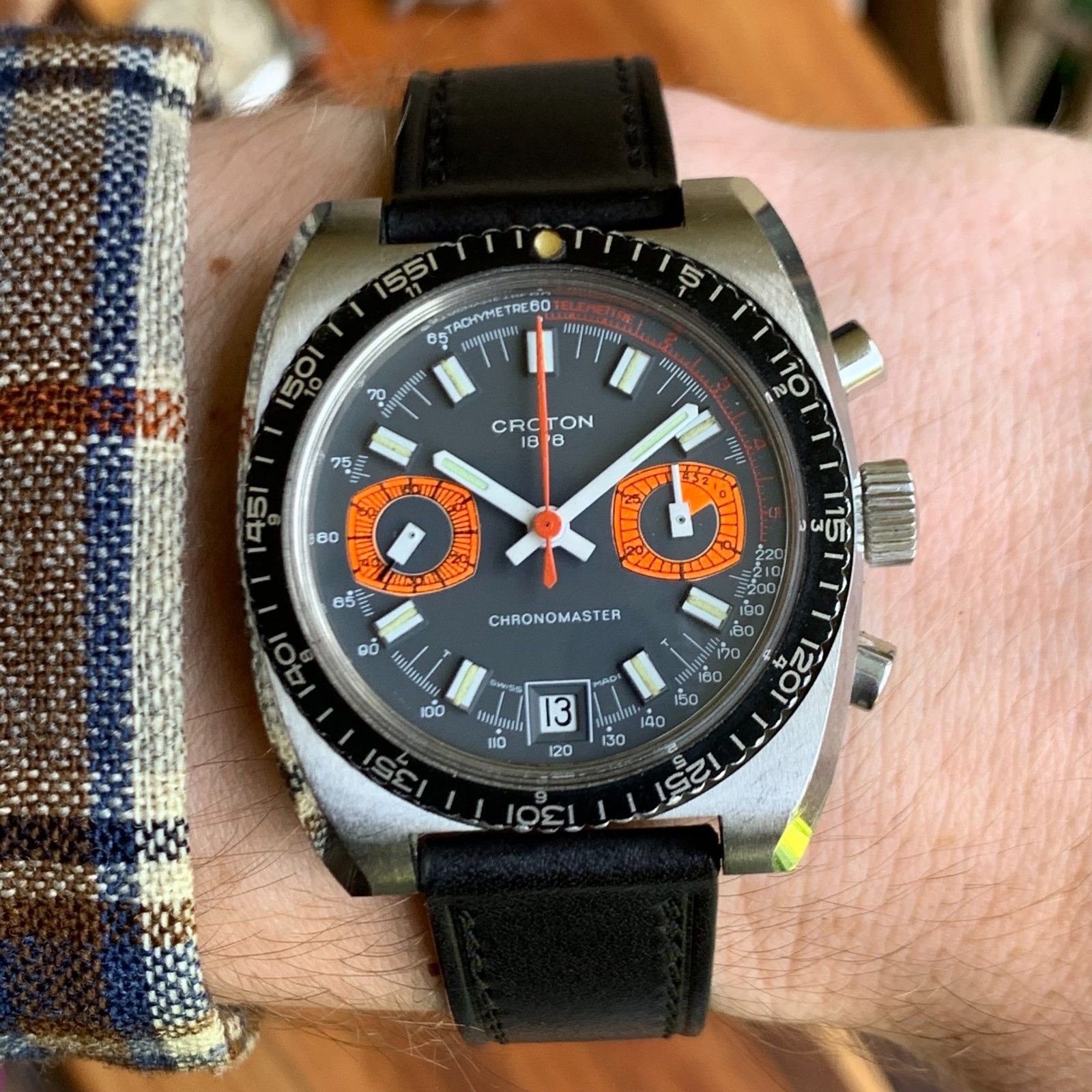 Vintage Croton Chronomaster “Dato” Orange 963011 Chronograph 37.5mm – Serviced