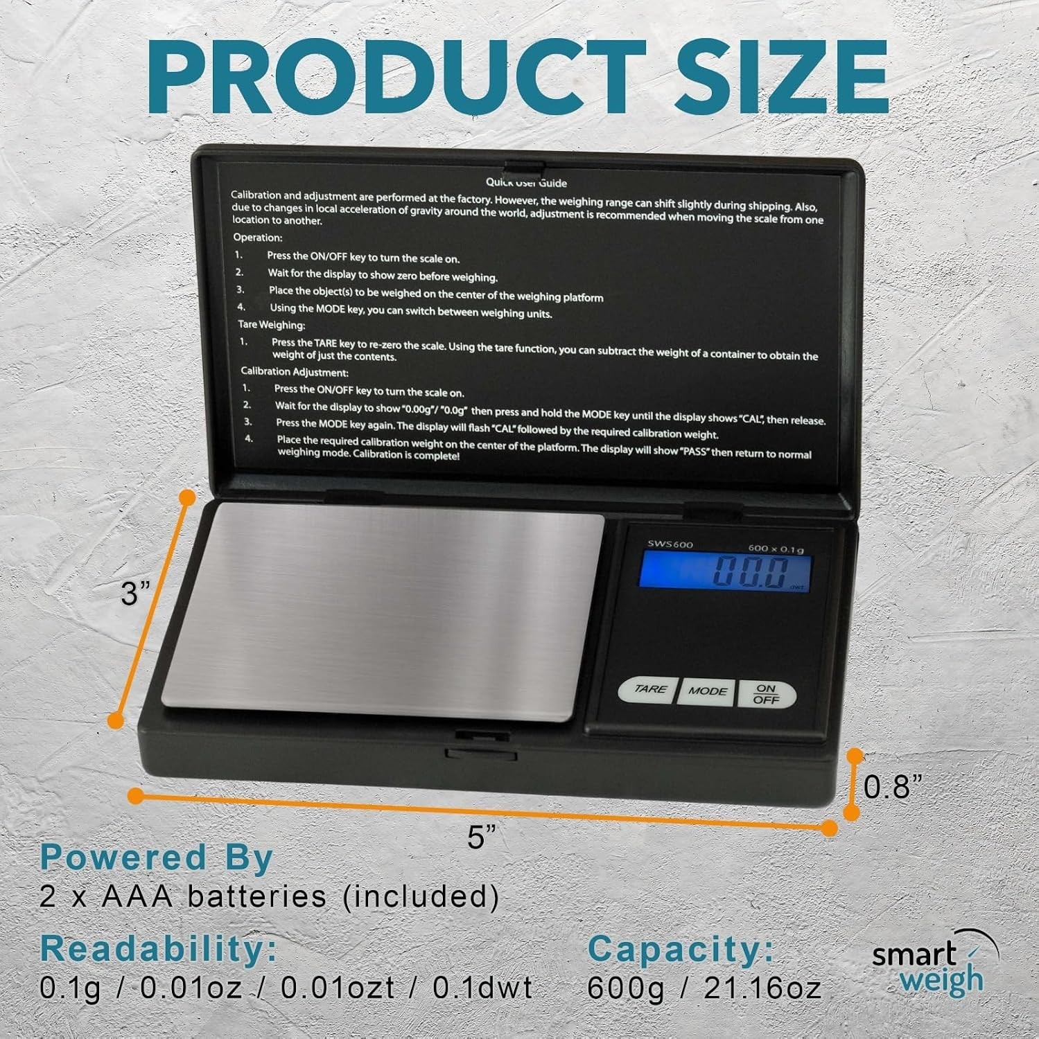 Elite 600g x 0.1g Pocket Digital Scale – Backlit Design for Jewelry & Nutrition