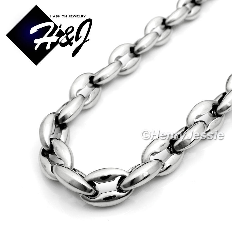 18-40″MEN Stainless Steel 8mm Silver Puffed Mariner Link Chain Necklace*N147