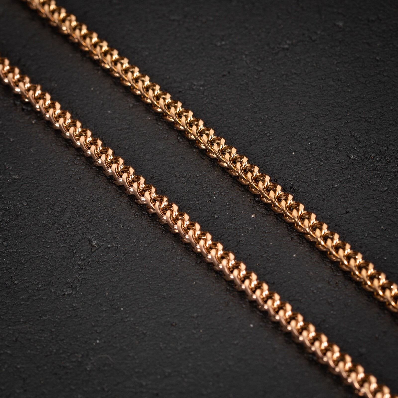 Solid Rose Gold Plated Heavy 316 Stainless Steel 4MM Franco Chain Necklace