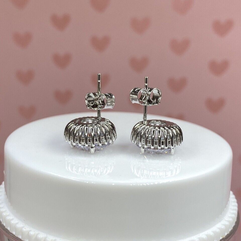 4Ctw Round Lab Created Diamond Push Back Gift Stud Earrings 925 Sterling Silver