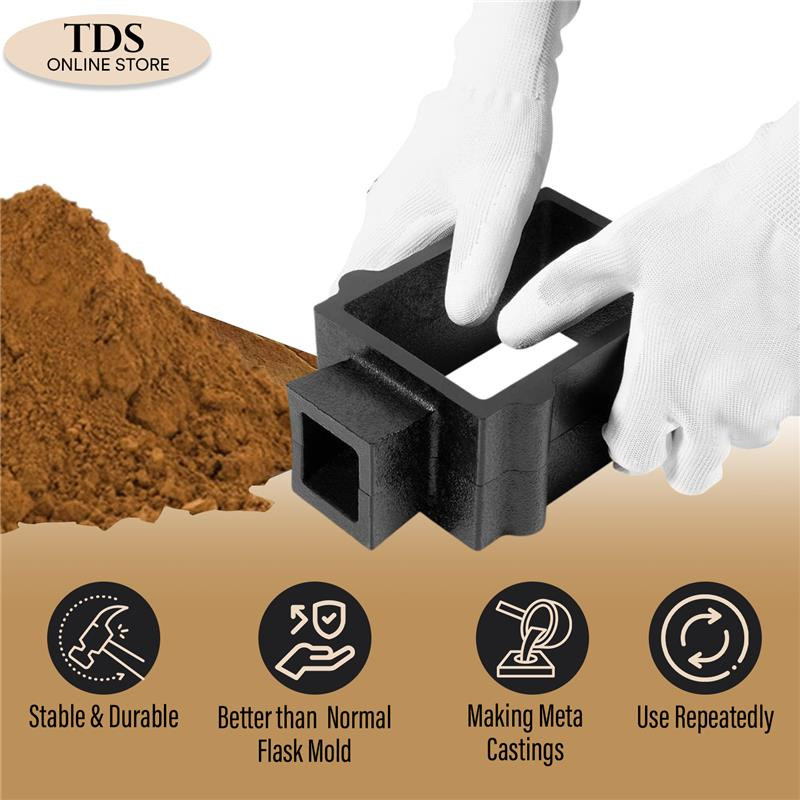 Cast Iron 2-Part Flask Mold With Delft Sand Casting Jewelry Making Tool