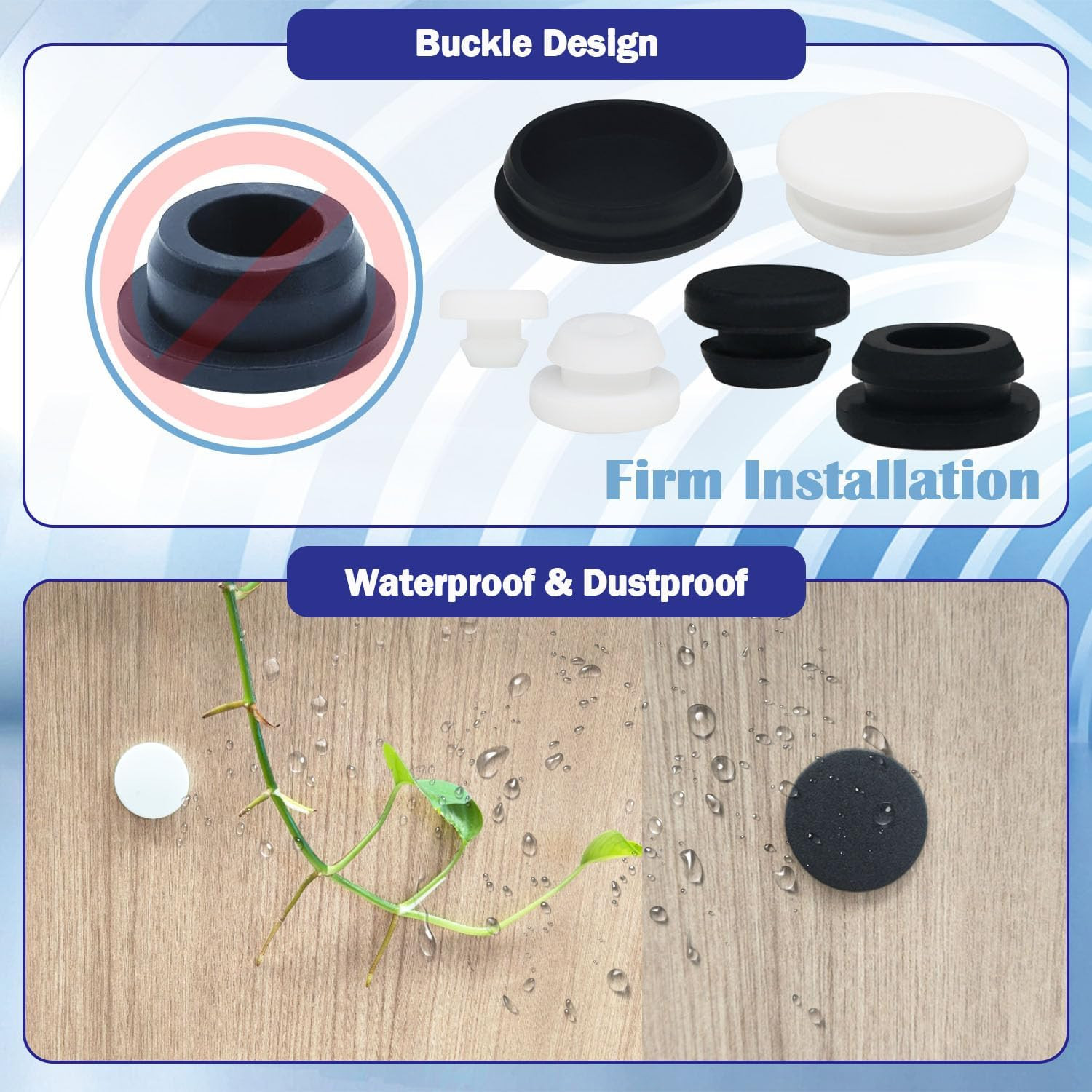 100PCS 7 Sizes Small Rubber Hole Plugs Assorted for round Holes 1/5″ 1/4″ 5/16″