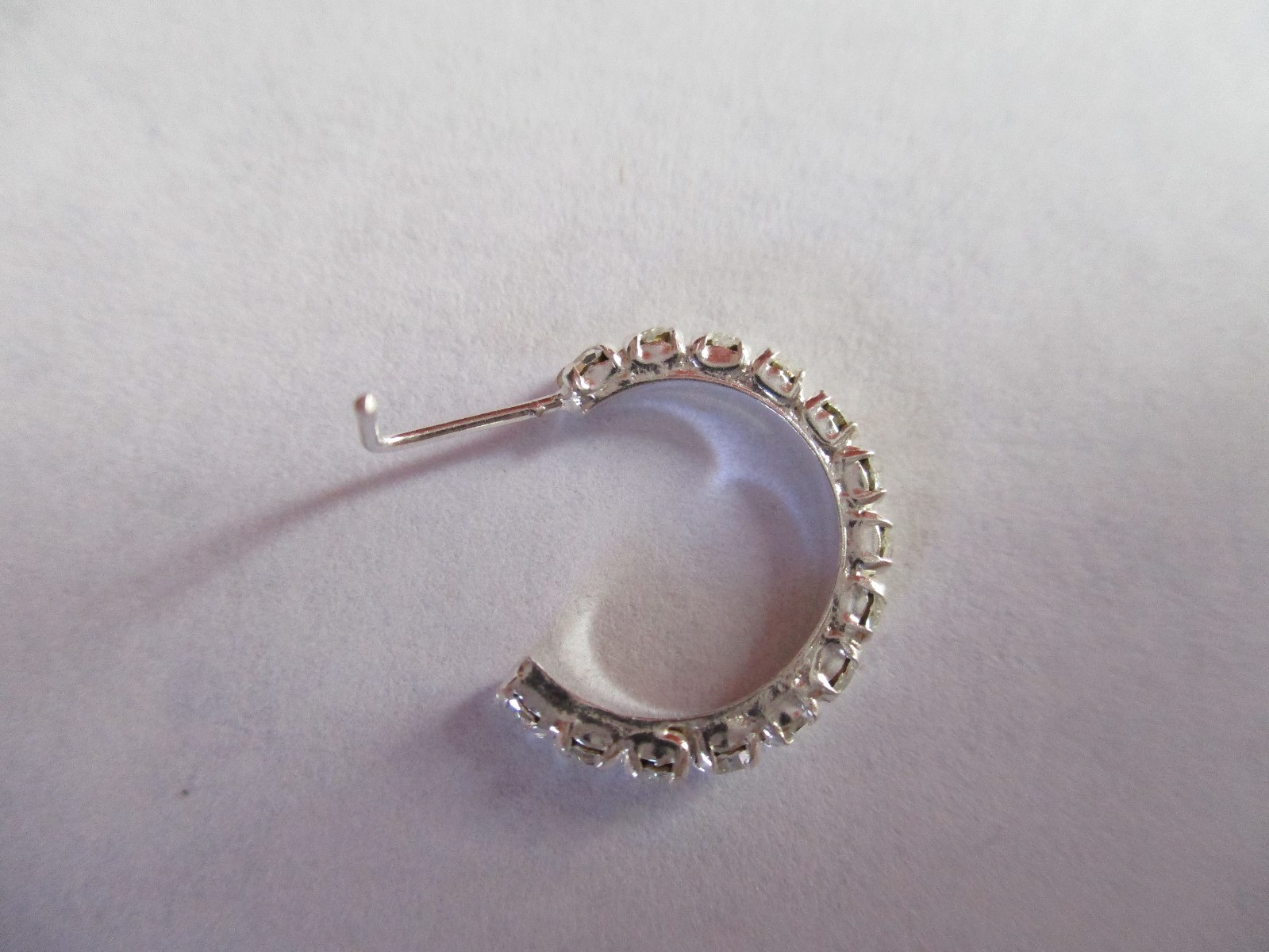 Sterling Silver L Shape nose stud hoop Clear CZ 22 Gauge 12 clear round CZ’s 22g