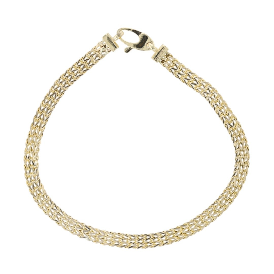 4.2mm Fancy Link Chain 7.25″ Bracelet 14k Yellow Gold Türkiye 3.37 Grams