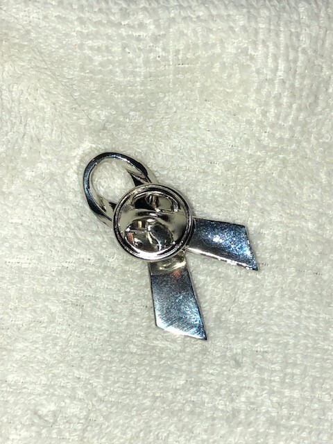 Cervical Cancer Awareness SURVIVOR Lapel Pin Tie Tac Brooches Teal/White Ribbon