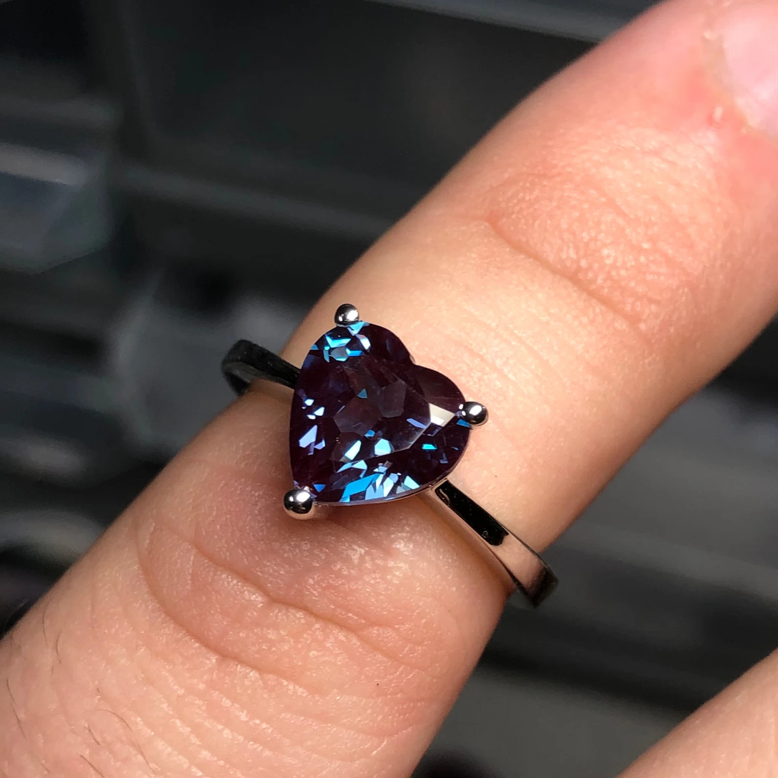 Certified 8 Ct Natural Alexandrite Heart Gemstone Ring 925 Silver Ring Size 9