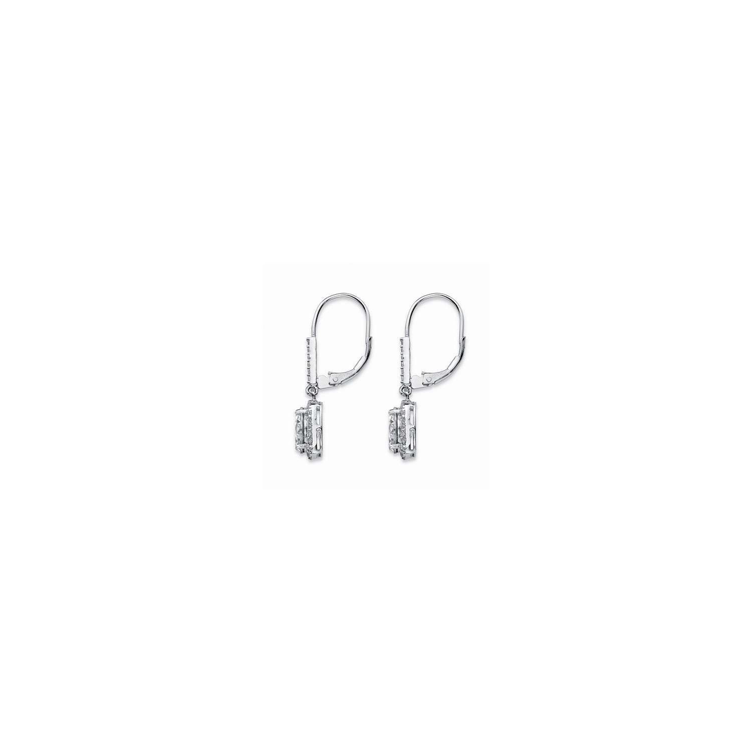 925 Sterling Silver Plated Round Cubic Zirconia Halo Drop Earrings For Women