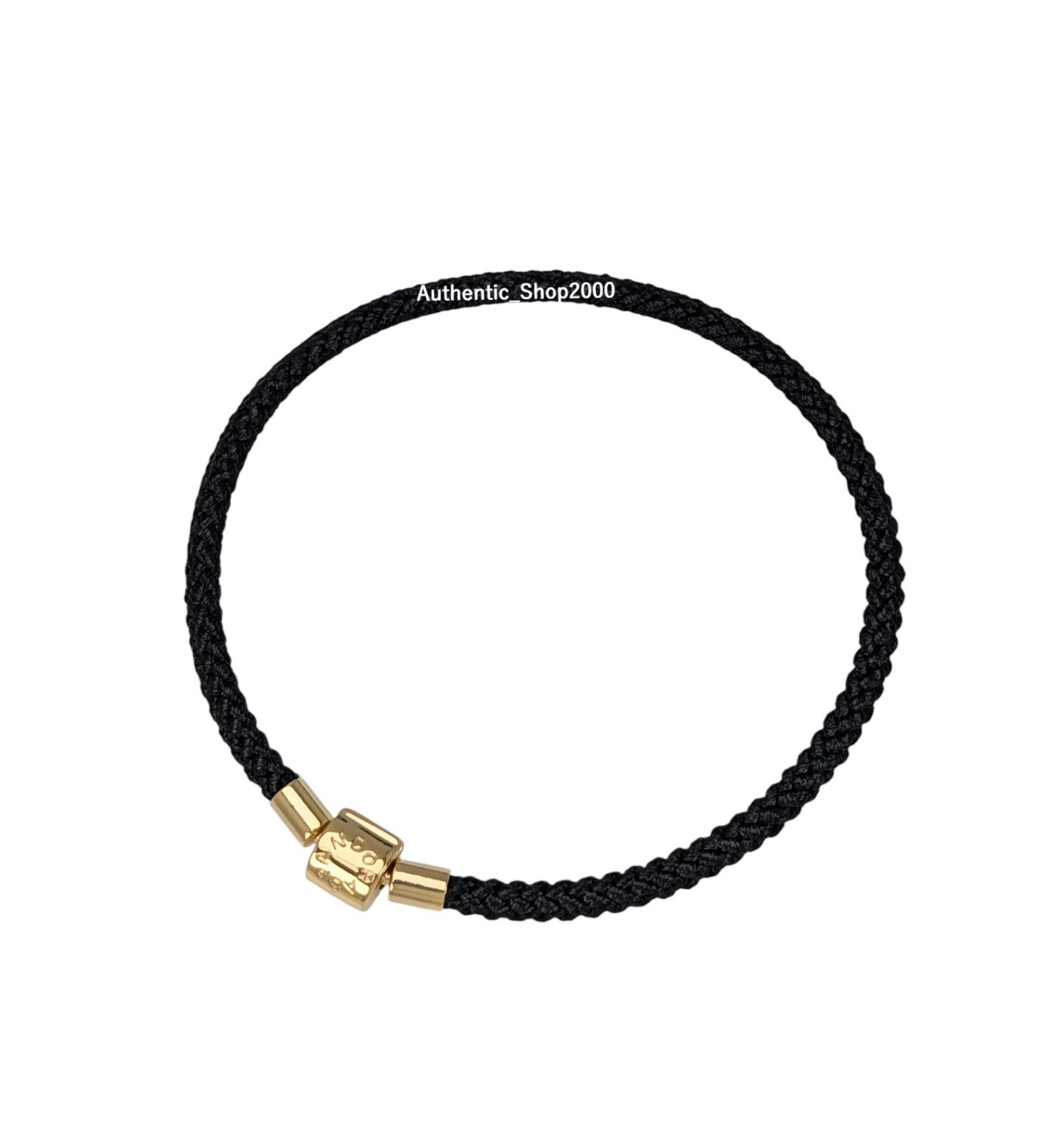 New 100% Authentic PANDORA 14k G Barrel Shimmering Black Cord Bracelet 564530C01
