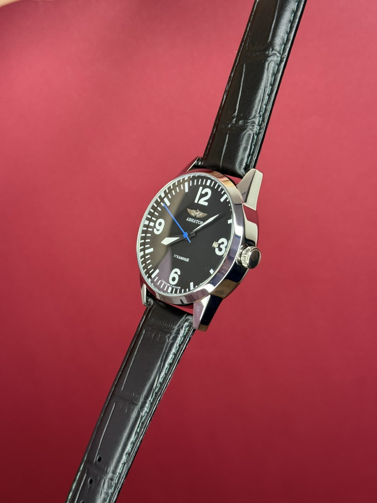 Watch Mechanical Raketa Aviator Black Pilot Vintage USSR Wrist Soviet Men’s Date
