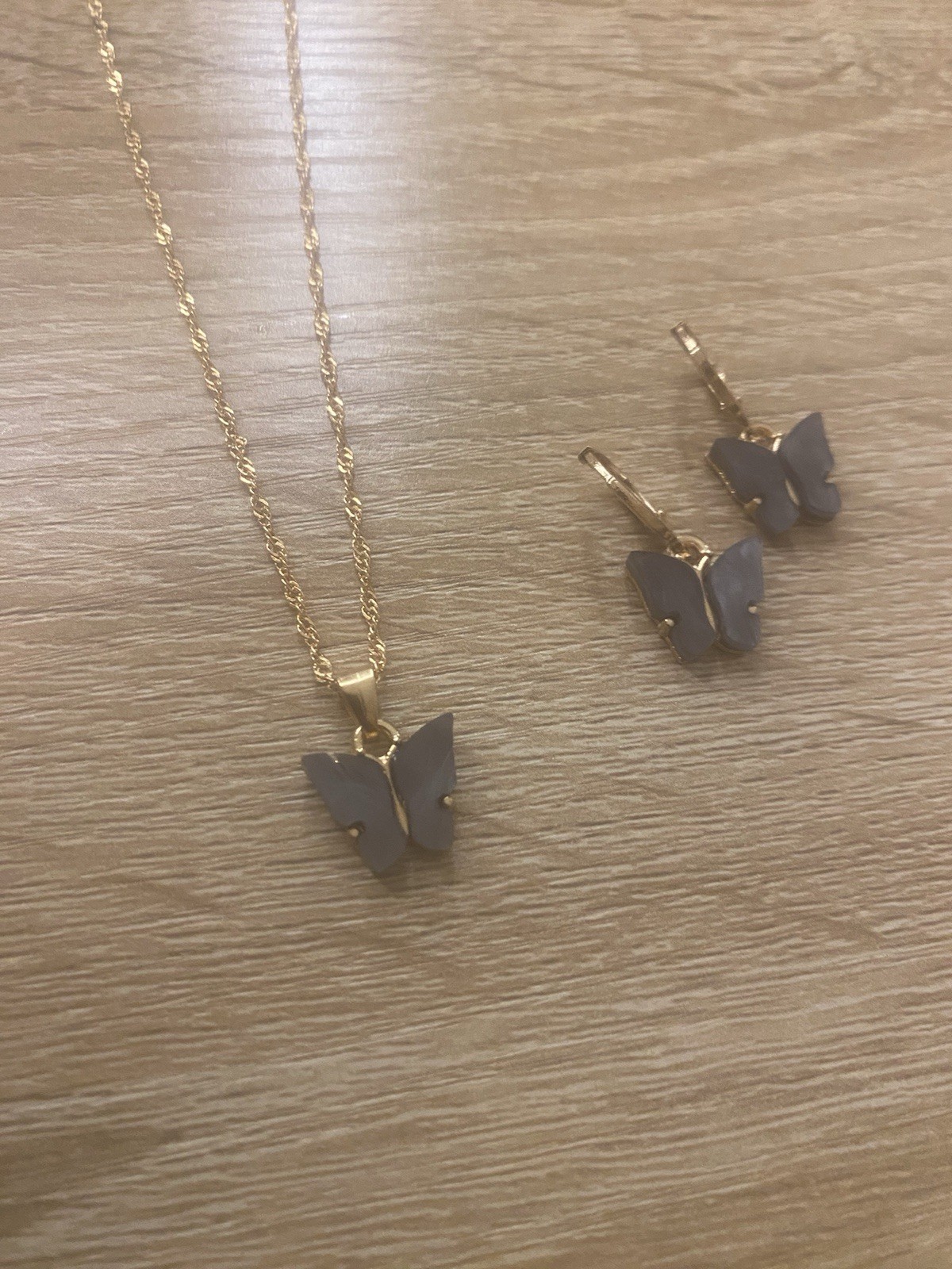 Black butterfly and earrings set
