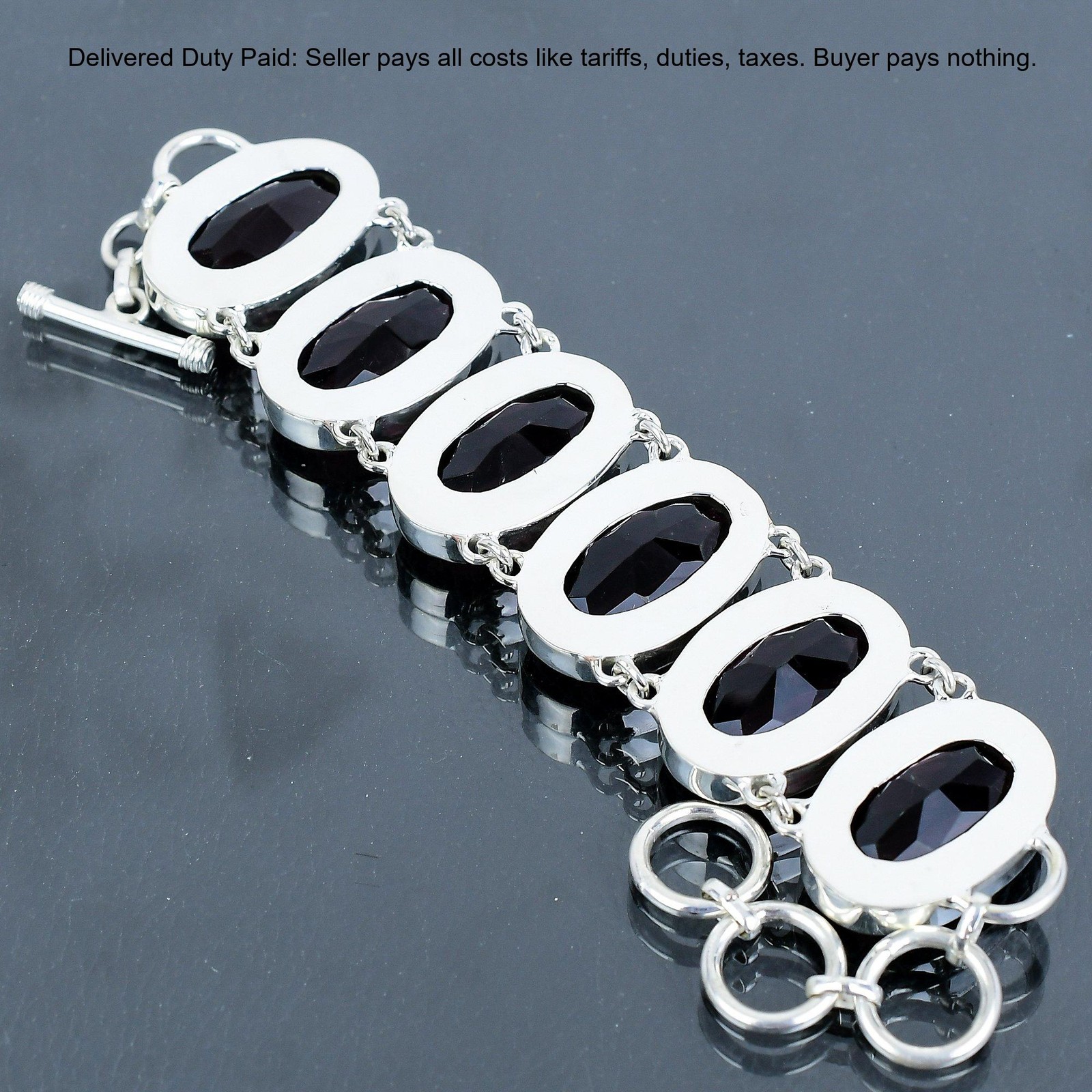 925 Silver Oval Pink Amethyst Stone Bezel Birthday Chain Wife Elegant Bracelet