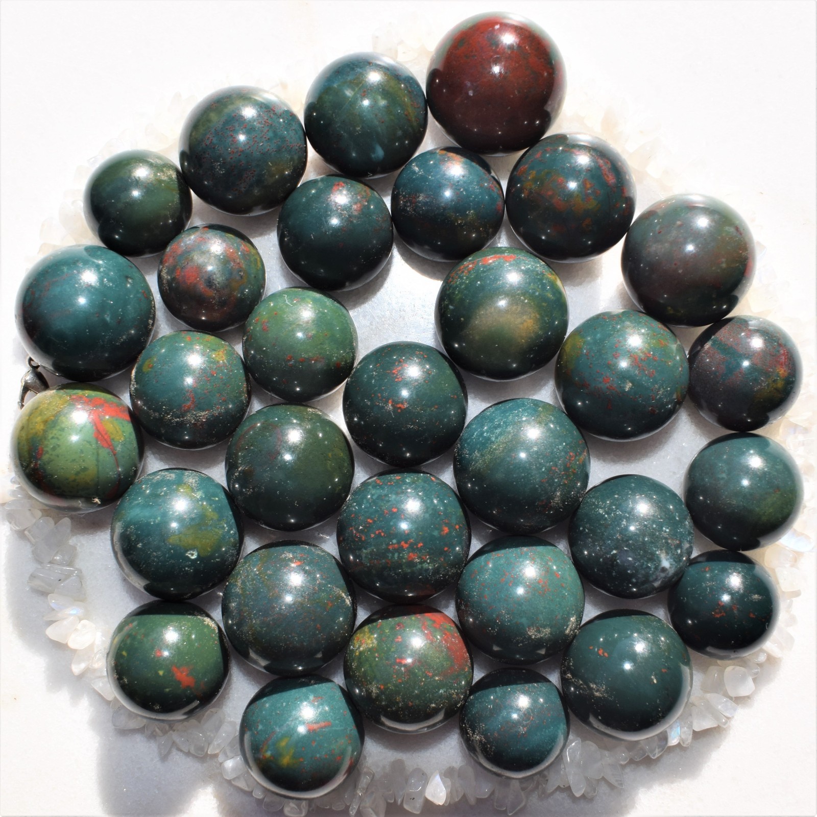 Bloodstone Hand-Polished Sphere Pendant + 20″ Stainless Steel Chain + Charger