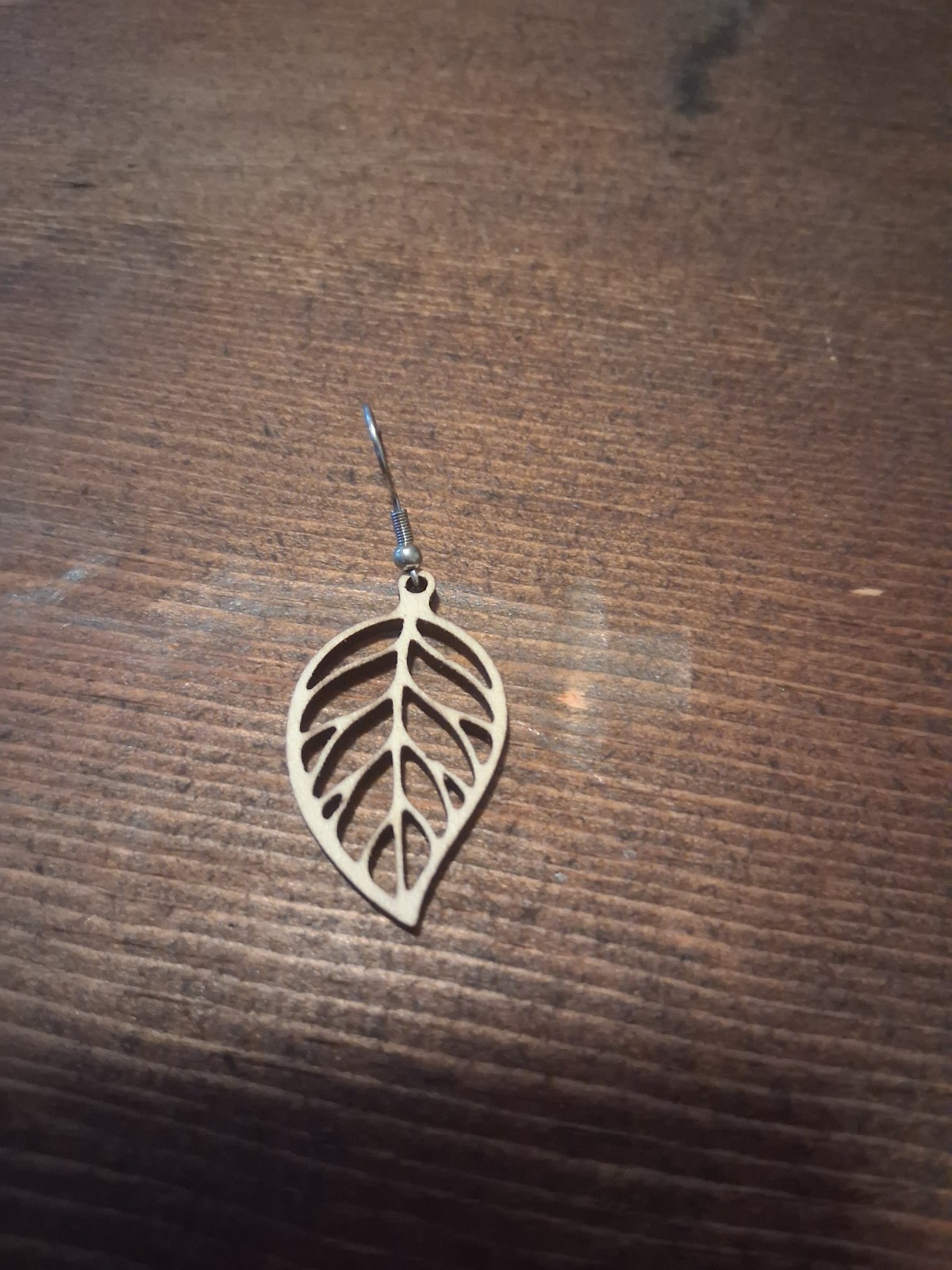 Custom Laser Cut Wood Dangle/Drop Hook Earrings Nature Leaf & Mushroom Design.