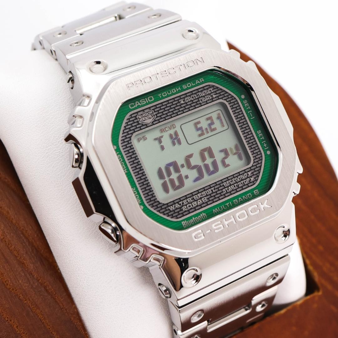 Working G-SHOCK Watch Radio Solar Full Metal Square Green 3339 Safe packing!